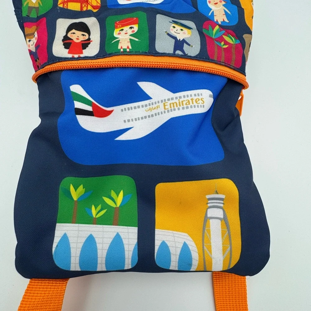 Emirates Kids Packable Backpack Airline‎ Travel Bag Folds Into Pouch